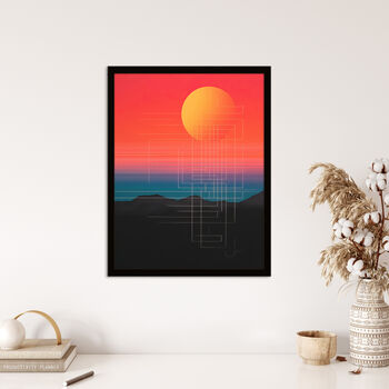 Sunset Modern Digital Abstract Orange Wall Art Print, 4 of 6