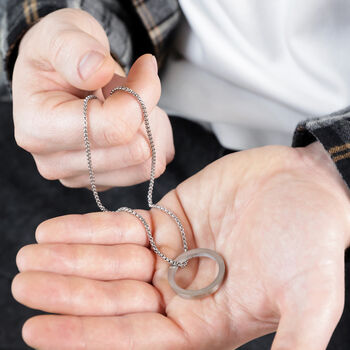 Men's Stainless Steel Hoop Pendant Necklace, 5 of 5