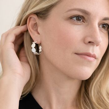 Chunky Silver Plated Textured Open Hoop Earrings, 2 of 6