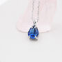 Sterling Silver Sapphire Blue Pear Cut Cz Necklace, thumbnail 2 of 11