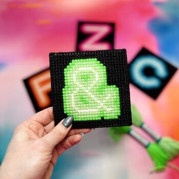 Neon Style Chunky Cross Stitch Single Coaster Kit, 3 of 5