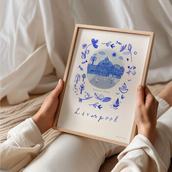 Sefton Park, Liverpool Blue Tile Inspired Travel Print, 4 of 7