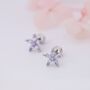 Sterling Silver Alexandrite Cz Flower Barbell Earrings, thumbnail 5 of 12