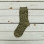 Khaki Green Leopard Print Socks, thumbnail 1 of 3