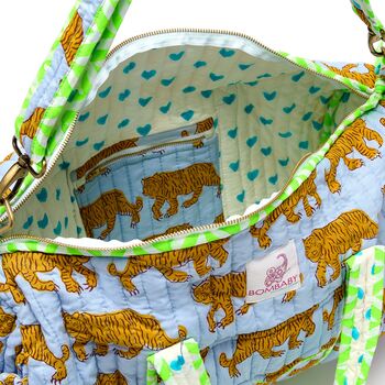 Quilted Weekend Bag | Blue Tiger, 3 of 3