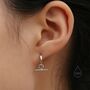 Sterling Silver Horizontal Bar Dangle Hoop Earrings, thumbnail 9 of 11