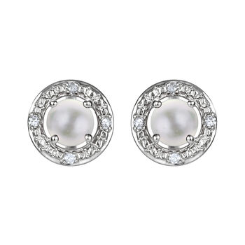 Sterling Silver Birthstone And Diamond Halo Earrings, 7 of 12