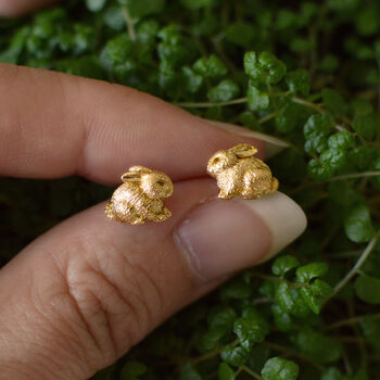 Sterling Silver/18ct Gold Plated Rabbit Earrings, 2 of 4