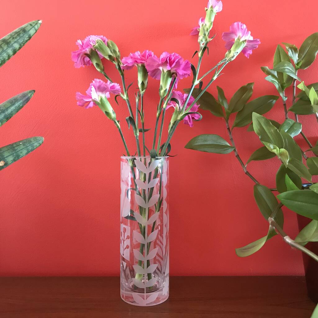 Contemporary Hand Decorated Bud Vase By Caroline Rees