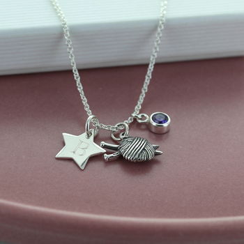 Personalised Birthstone Knitting Necklace, 2 of 4