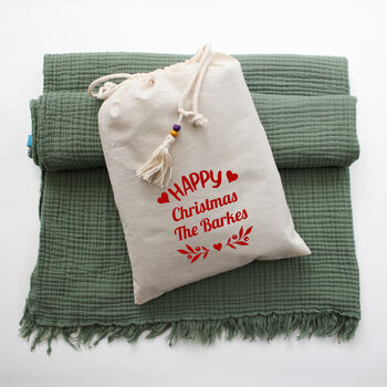 Soft Cotton Muslin Throw Blanket, Christmas Gift Personalised, 5 of 11