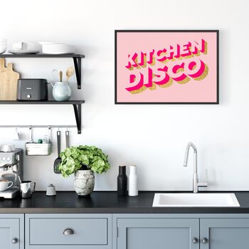 Kitchen Disco Neon And Glitter Typography Wall Art, 2 of 5