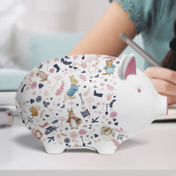 Tilly Pig Peter Rabbit And Friends Pink Piggy Bank, 3 of 12