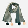 Houndstooth Cashmere Blend Winter Scarf Teal Green, thumbnail 1 of 3