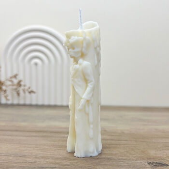 Mini Skeleton Pillar Candle Halloween Candlestick, 5 of 8