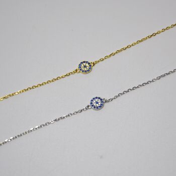 Sterling Silver Evil Eye Dainty Bracelet, 2 of 9