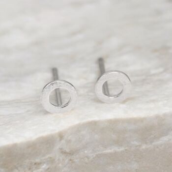 Sterling Silver Karma Circle Stud Earrings, 6 of 10