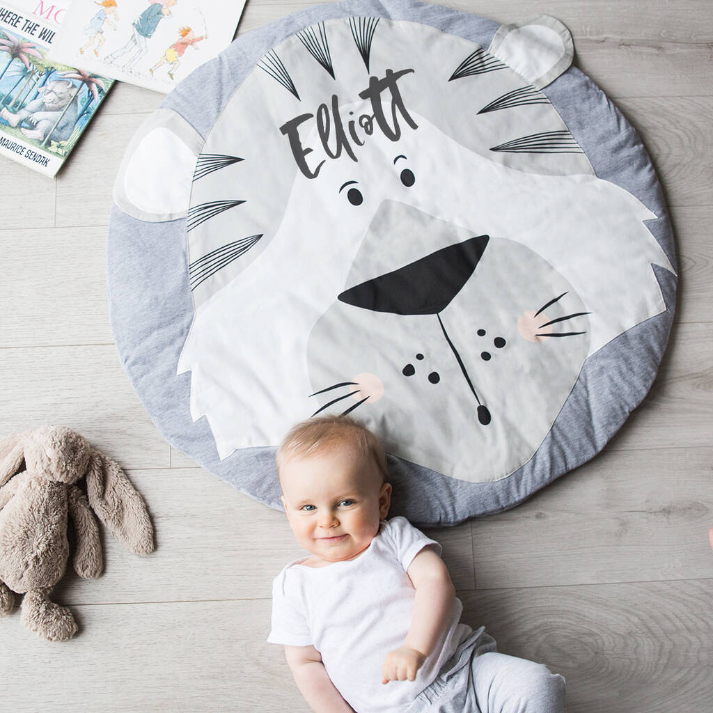 Personalised Animal Faces Baby Play Mat, 1 of 12