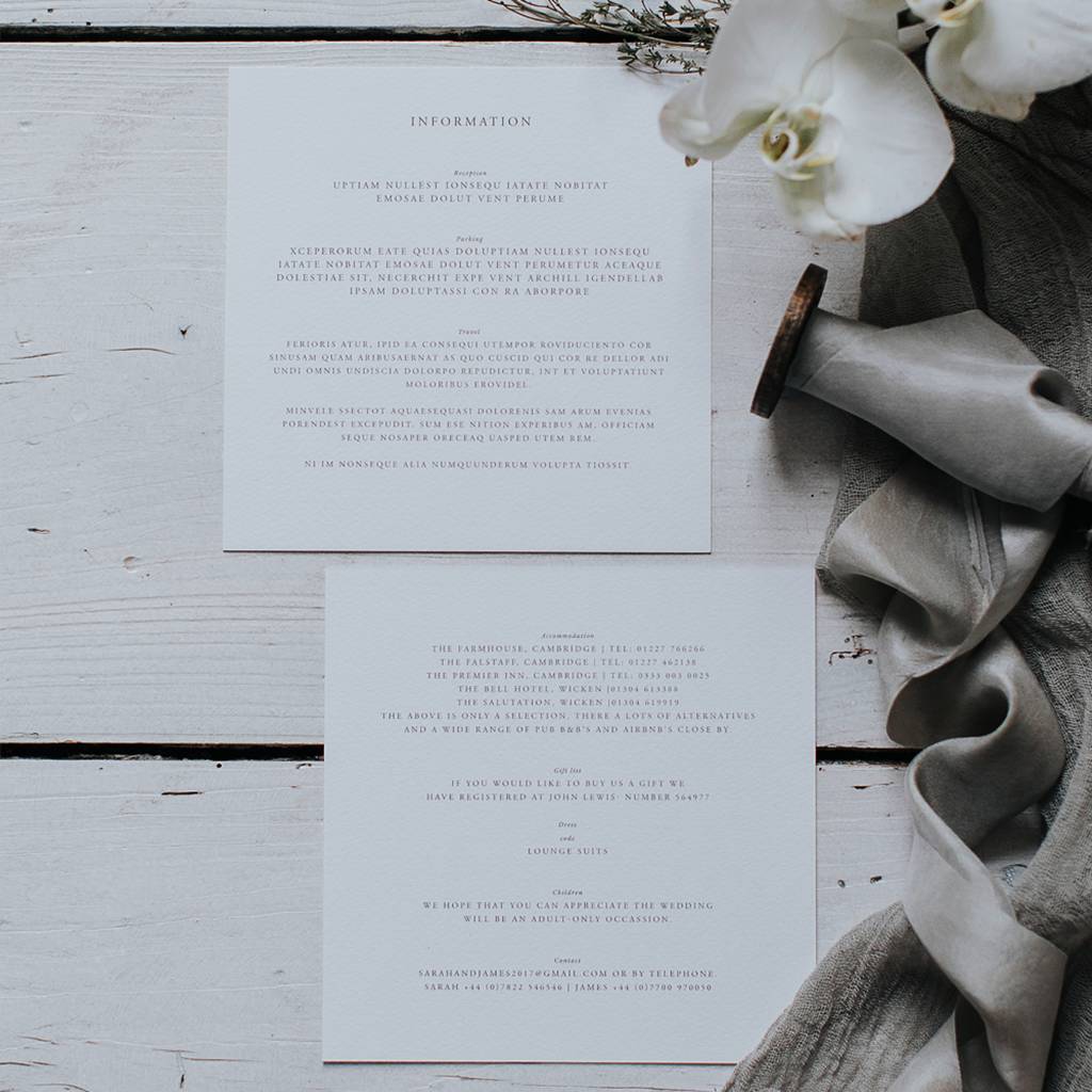 elegant square wedding invitation set by lilac & white ...