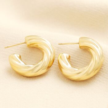 Stainless Steel Chunky Twisted Hoop Earrings In Gold, 2 of 4