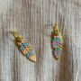 Feather Leaves Rainbow Enamel Hoop Earrings, thumbnail 1 of 3