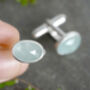 Aquamarine Cufflinks In Solid Sterling And Fine Silver, thumbnail 2 of 3