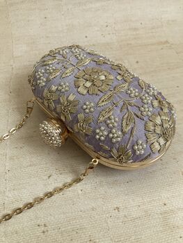Purple Pearl Oval Clutch Bag, 7 of 9