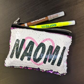 Personalised Unicorn And Mermaid Sequin Pencil Case, 4 of 8