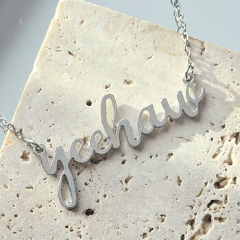 Yeehaw Script Necklace In Stainless Steel, 4 of 5