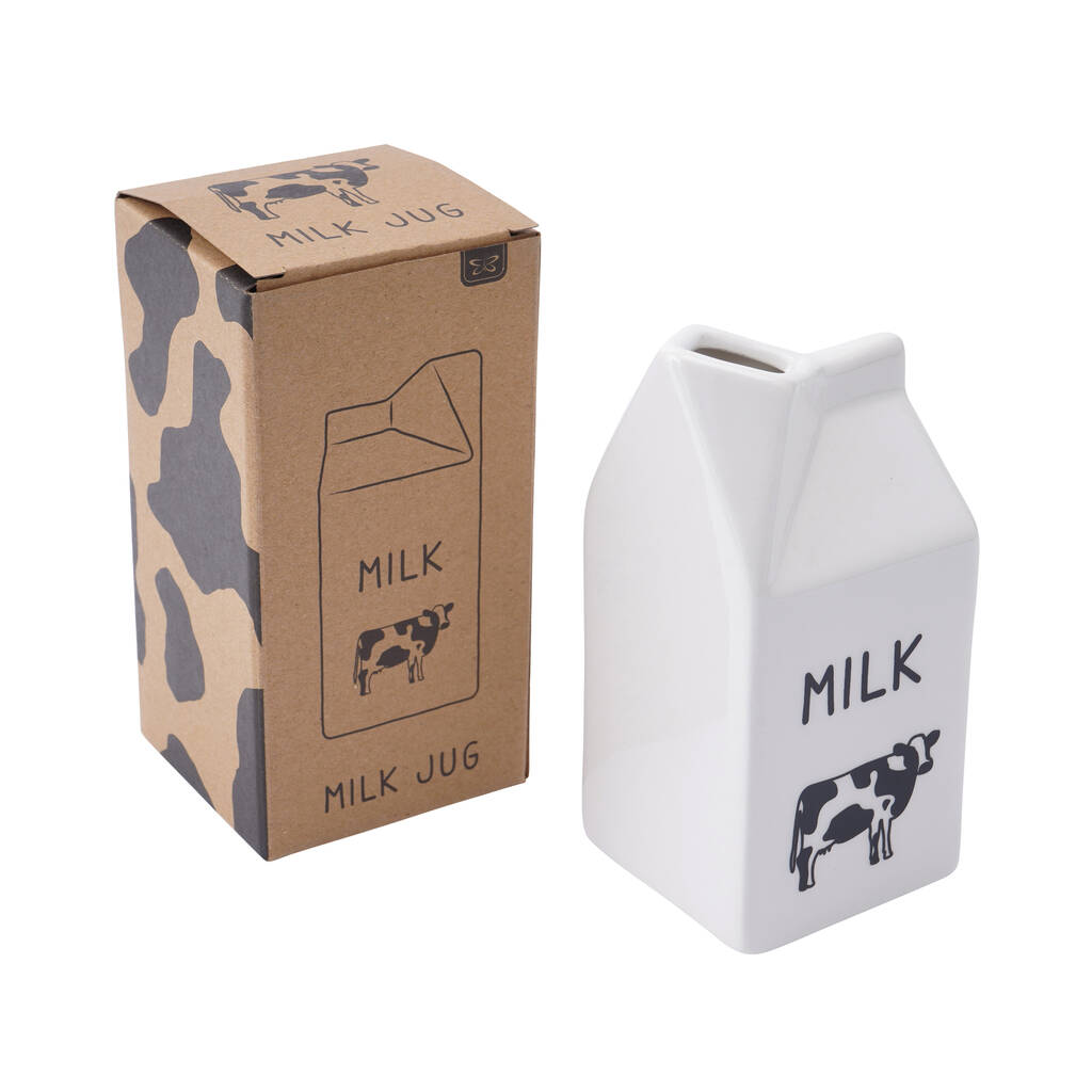 Cow Ceramic Milk Carton Table Milk Jug In Gift Box, 1 of 6