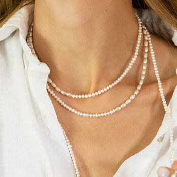 Long Sterling Silver And Pearl Necklace, 6 of 10