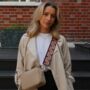 Cream Greek Abstract Bag Strap | Extra Long Crossbody Replacement Bag Strap, thumbnail 2 of 3