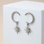 Sparkly Crescent Moon And Star Dangle Stud Earrings, thumbnail 7 of 7