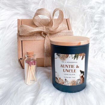 Personalised Candle For Auntie And Uncle First Christmas Gift, 2 of 5