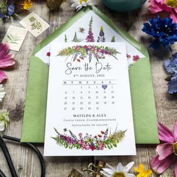 Wildflower Save The Date Cards And Envelopes, 3 of 7