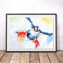 Coming In To Land Puffin Watercolour Fine Art Print, thumbnail 1 of 3