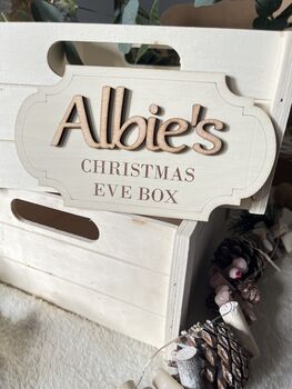 Christmas Eve Box Plaque Personalised Crate Sign, 5 of 11