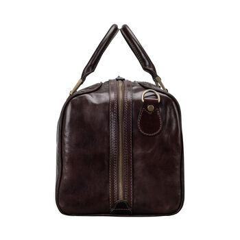 Small Luxury Leather Holdall. 'The Flero Small', 6 of 12