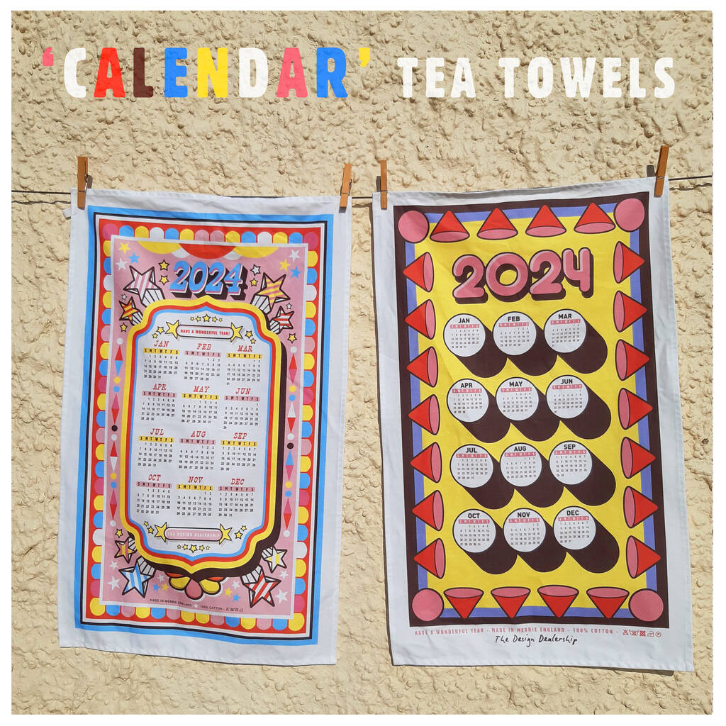 2024 Calendar Tea Towel Full Colour Print By The Design Dealership