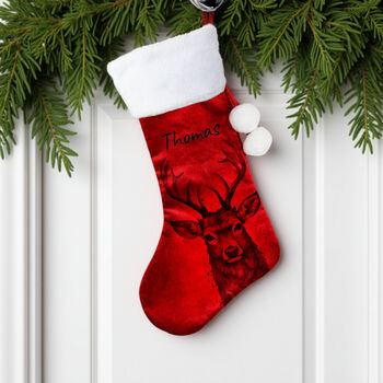 Personalised Stag Red Stocking, 3 of 4