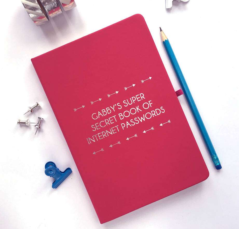 personalised notebook passwords by bettie confetti