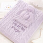 Lilac Cable Knit Baby Girls Blanket, Hat And Mittens Set, thumbnail 2 of 12