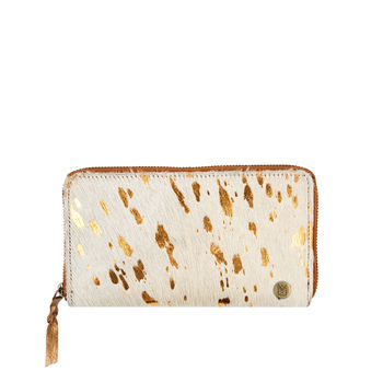 Ladies Pony Hair Leather Purse In Cream And Gold, 2 of 6