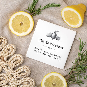 Set Of Two Ceramic Gin Coasters In Gift Box, 4 of 11