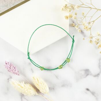 Peridot Wish For Happiness Wish Bracelet, 2 of 4