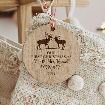 Our First Christmas Married Wooden Ornament, 2 of 2