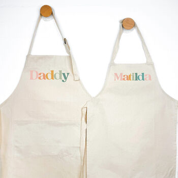 Pastel Rainbow Parent And Child Matching Apron Set, 2 of 3