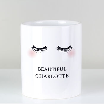 Personalised Eyelashes Ceramic Makeup Brush Pot, 4 of 5