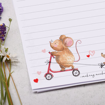 A5 Personalised Letter Writing Paper With Scooting Mice, 2 of 4