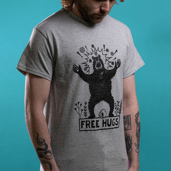 Free Hugs Bear Adult Men's T Shirt, 6 of 7